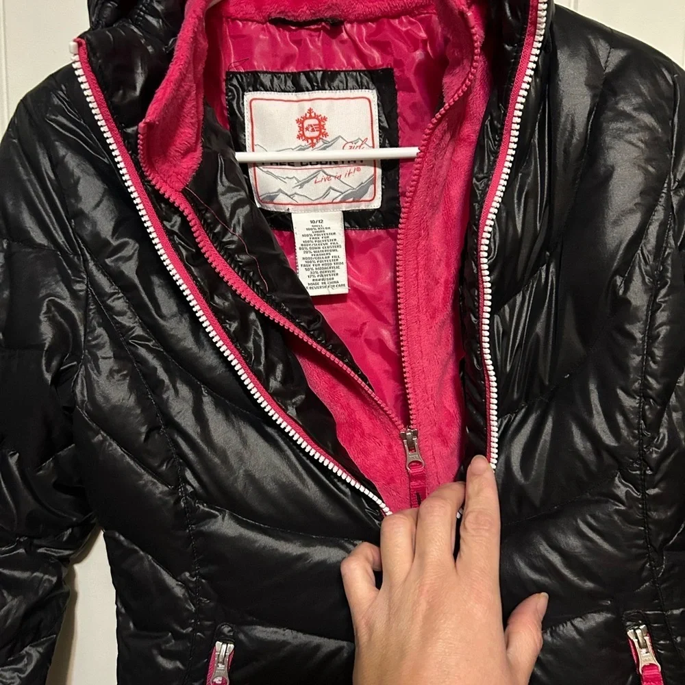 Free Country Black and Pink Kids Puffer Jacket